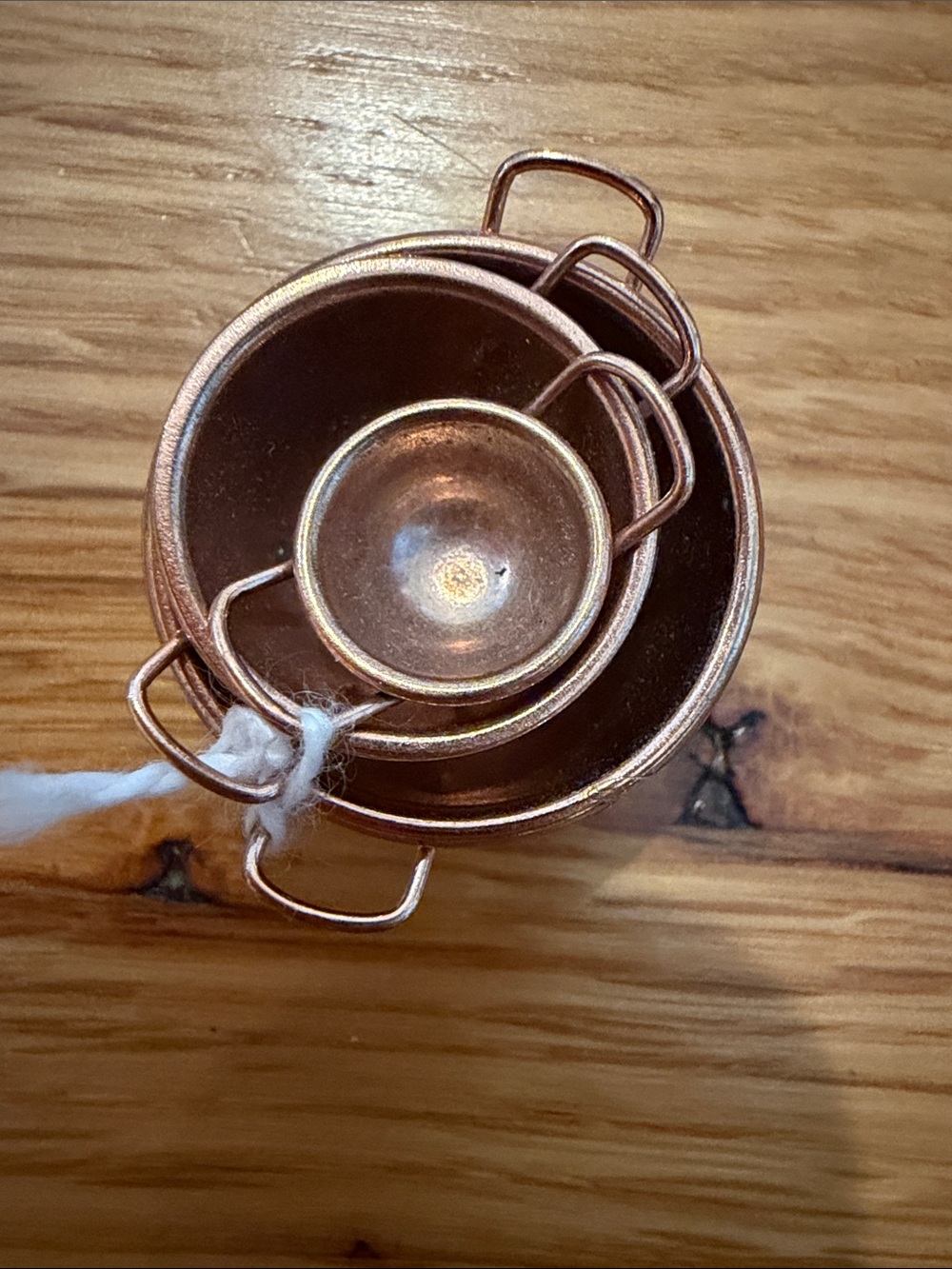 Vintage Dollhouse Miniature Nested Copper Bowls Cookware Set of 3 1:12